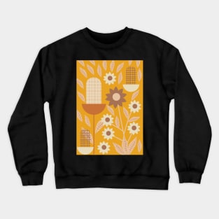 Autumn flowers and leaves in yellow Crewneck Sweatshirt